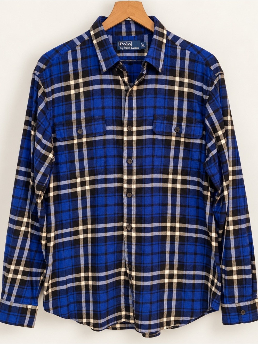 Polo Ralph Lauren 100% Cotton Blue Plaid Flannel Shirt